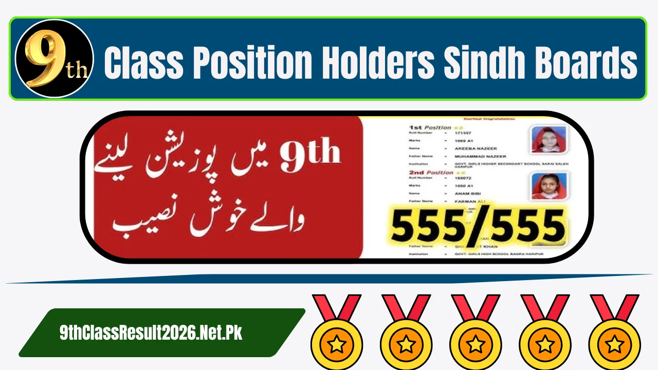 9th Class Position Holders Sindh Boards 2026 - Toppers List