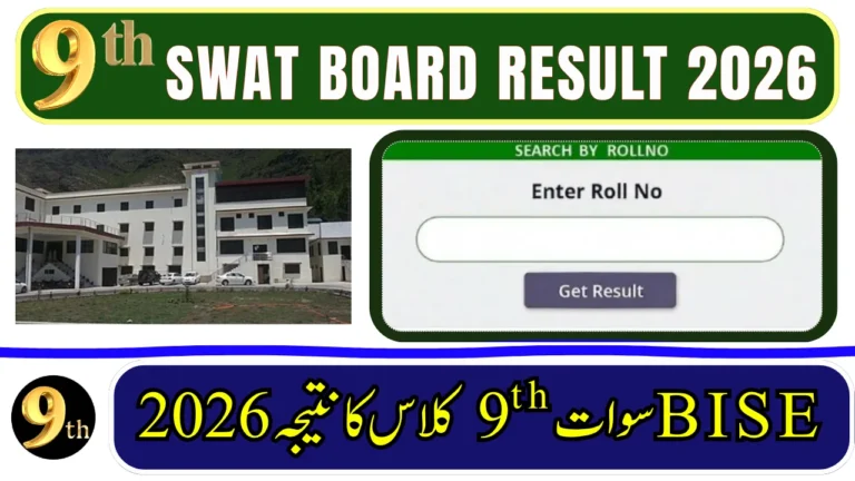 BISE Swat Board 9th Class Result 2026 – Saidu Sharif Result Online by Roll Number, SMS & Gazette
