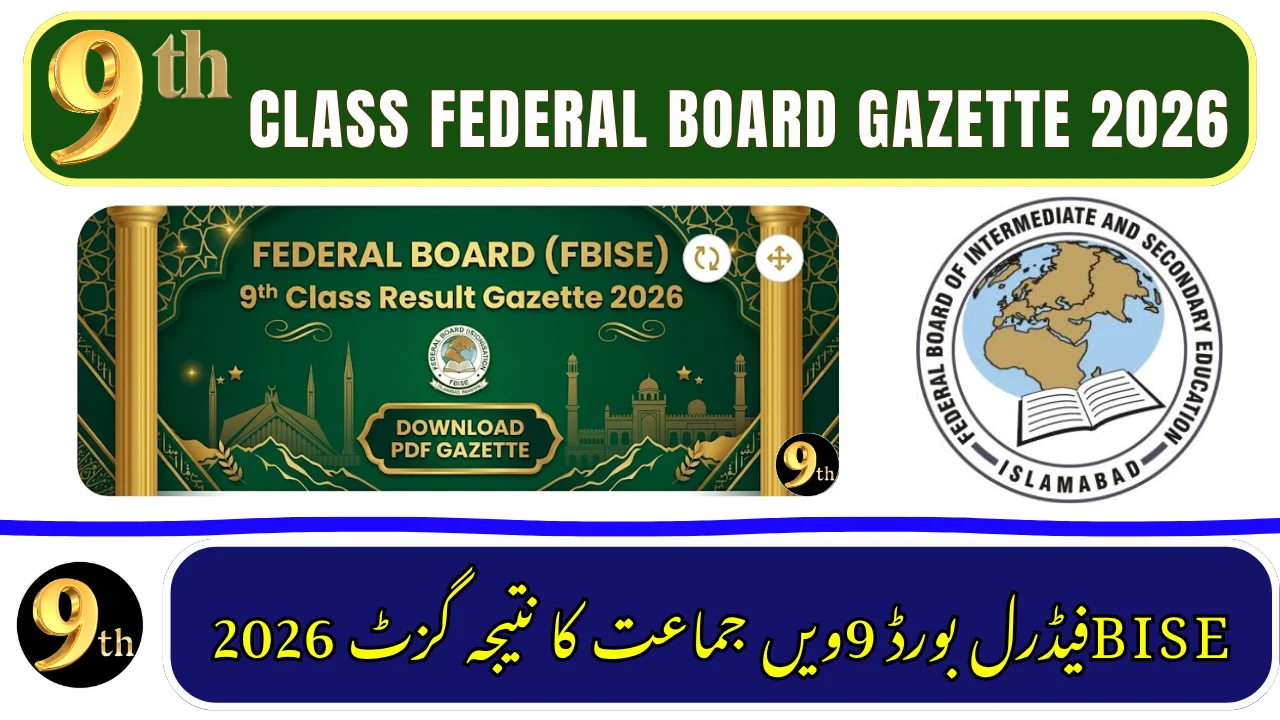 FBISE Federal Board 9th Class Result Gazette 2026